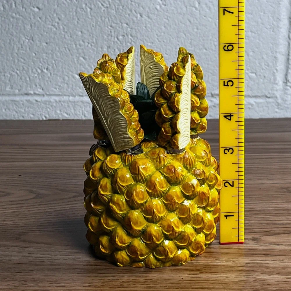VTG MCM Ceramic Pineapple‎ Cheese Spreader Appetizer Knife Caddy Set